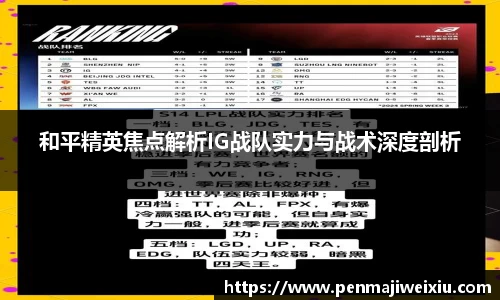 和平精英焦点解析IG战队实力与战术深度剖析